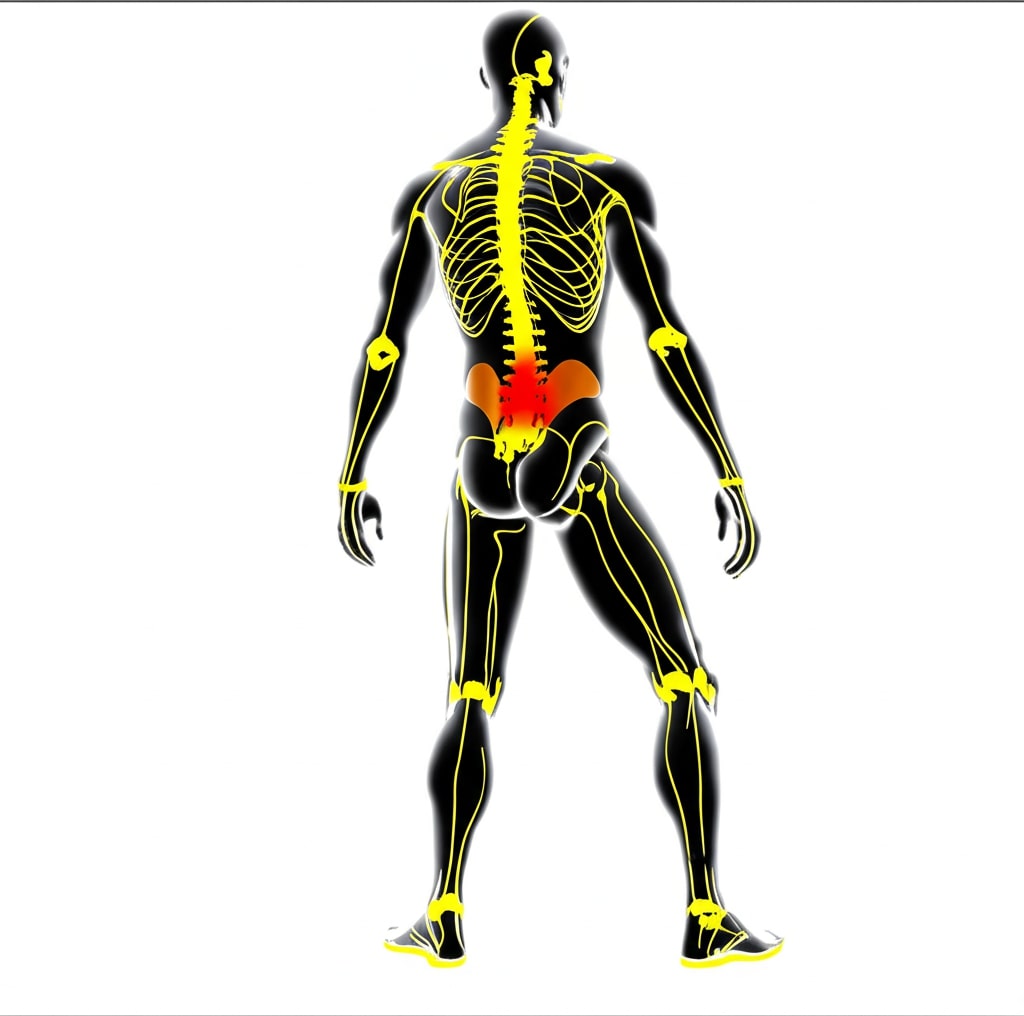 Pain map of a human body showing discomfort areas